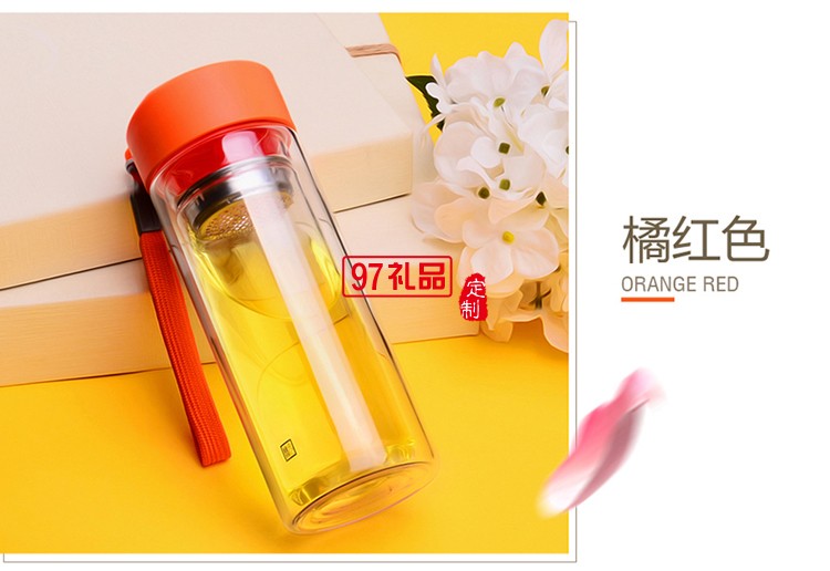 雙層玻璃杯 創(chuàng)意便攜茶杯 車(chē)載隔熱水杯