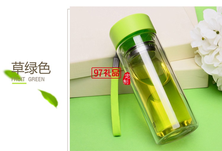 雙層玻璃杯 創(chuàng)意便攜茶杯 車(chē)載隔熱水杯