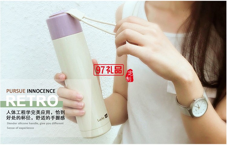 文藝風(fēng)直身時(shí)尚保溫杯 學(xué)院風(fēng)便攜隨手杯子 情侶細(xì)長水杯子