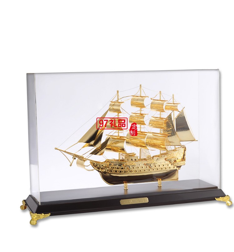 一帆風順商務(wù)擺件金屬帆船高檔紀念品送客戶工藝品