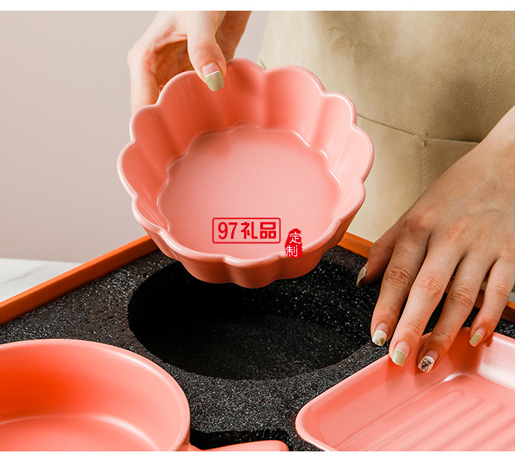 網(wǎng)紅ins大烘焙套裝禮品碗碟套裝陶瓷餐具可愛(ài)烤盤禮盒套裝伴手禮