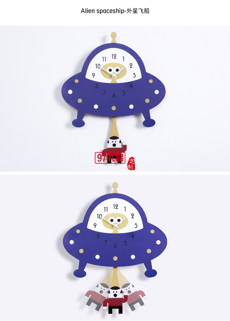兒童意裝飾鐘表 可愛(ài)汽車卡通搖擺