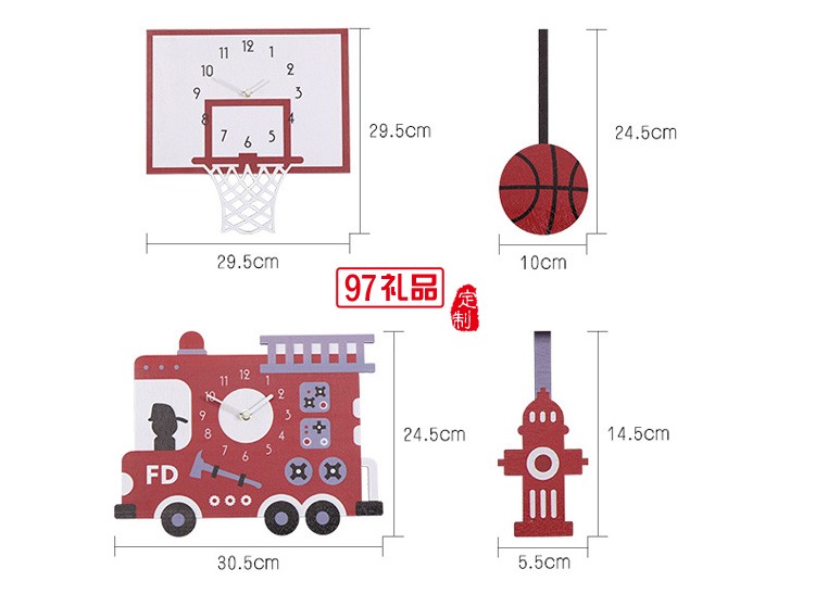 兒童意裝飾鐘表 可愛(ài)汽車卡通搖擺