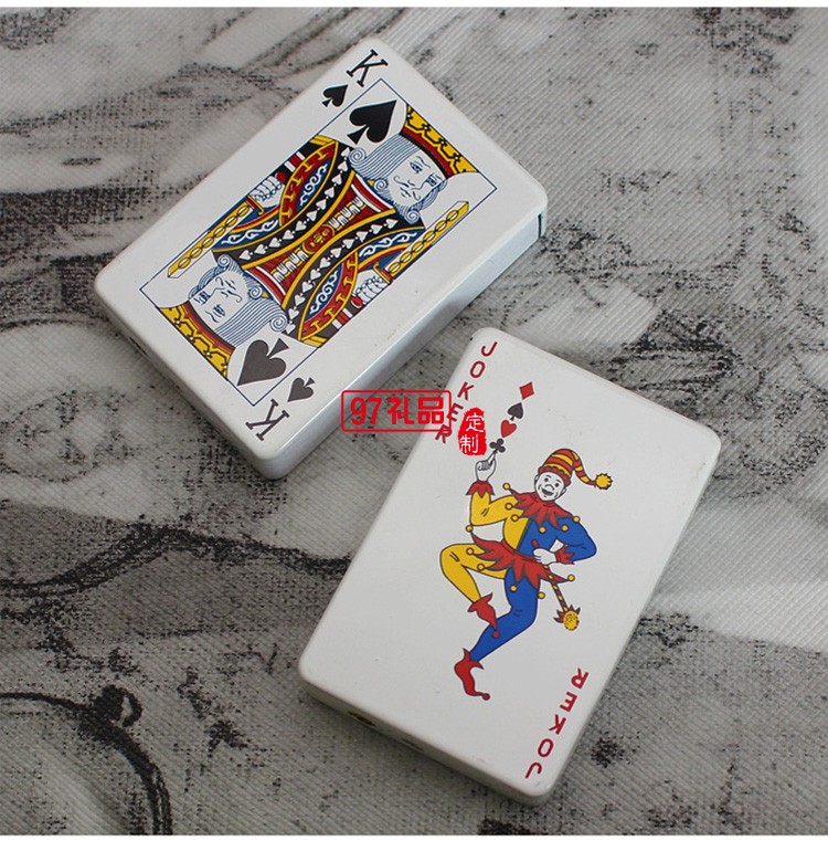 創(chuàng)意撲克造型防風(fēng)藍(lán)焰打火機(jī)金屬直沖氣體點煙器