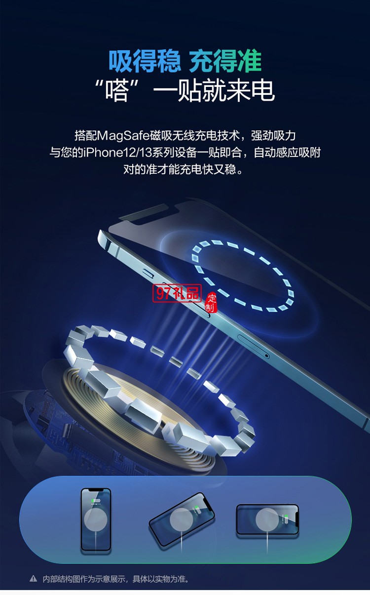 公牛充電器磁吸式無(wú)線充電器蘋果13充電板快充座定制公司廣告禮品