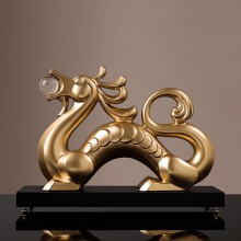 貝漢美新中式金龍擺件客廳酒柜書(shū)房辦公室裝飾品開(kāi)業(yè)招財(cái)龍年禮物