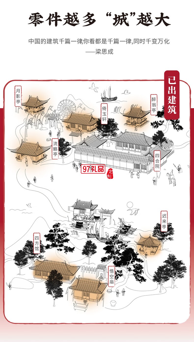 悟空廟通用體系榫卯積木玩具中國(guó)風(fēng)古建筑潮玩禮物拼裝