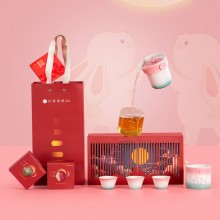 桂香盈壺彩釉中秋茶具禮盒月滿(mǎn)團(tuán)圓圖案 陶瓷壺杯套裝 送長(zhǎng)輩禮品裝